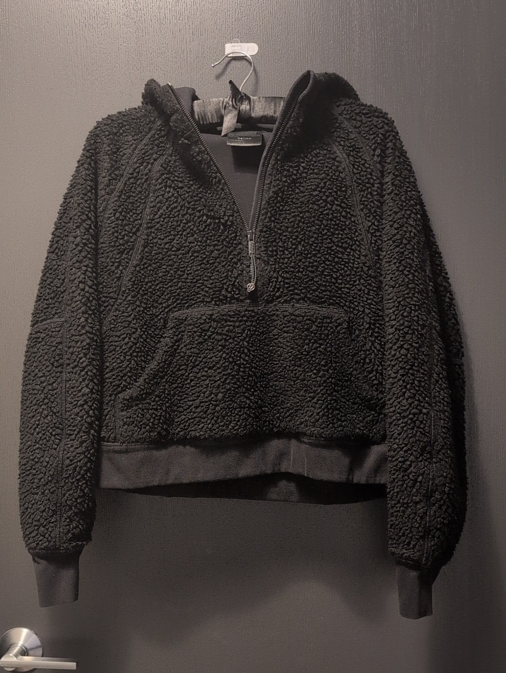 Lululemon Cozy Black Sherpa Quarter‑Zip Pullover